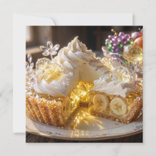 Tarta de crema de plátano con cristal reluciente