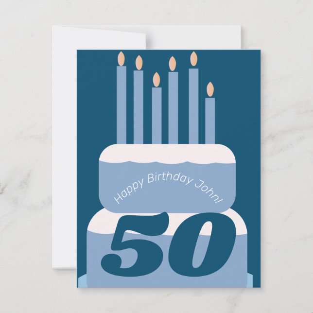 Tarta de Cumpleaños Apilada Azul Cualquier Edad (Anverso)