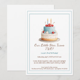 Tarta de cumpleaños azul y roja: Invitación de seg