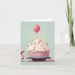 Tarta de cumpleaños, helado, tarjeta de cumpleaños