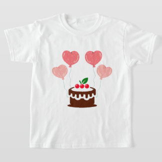 Tarta de Cumpleaños Impresa Camiseta Básica para N