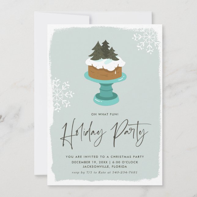 Tarta de Navidad glaseada | Invitación para fiesta (Anverso)