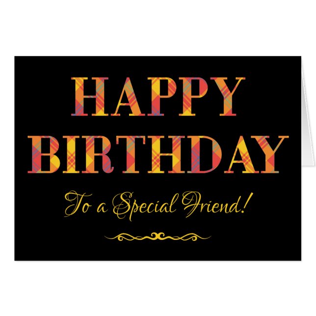 Tartán amarillo en el cumpleaños negro para el (Anverso (Horizontal))