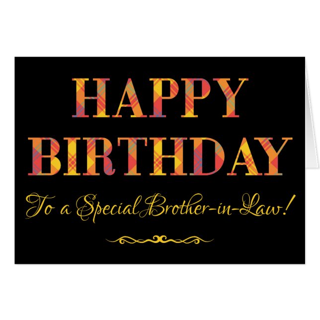 Tartán amarillo en el cumpleaños negro para el (Anverso (Horizontal))