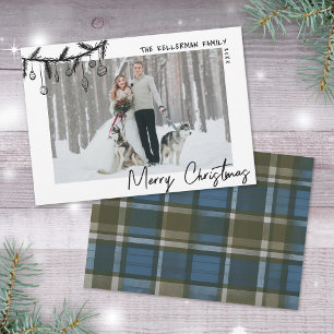Tartan azul de Navidad dibujado a mano