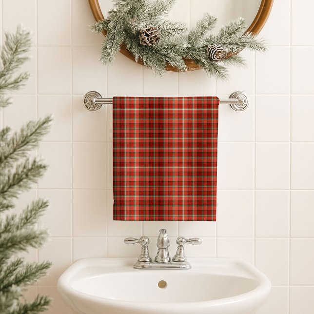 Tartan Bath Towel Festive Red Green Gift for Him (Tartan Bath Towel Festive Red Green Gift for Him)