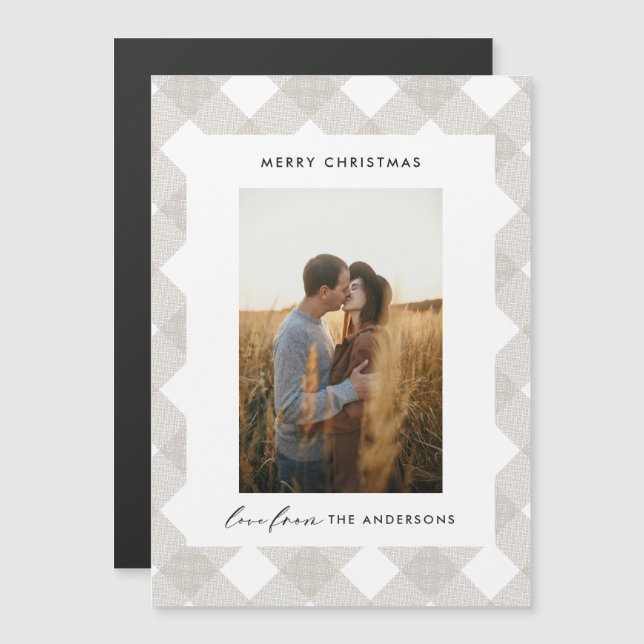 Tartán de búfalo moderno natural 1 foto Navidades  (Anverso/Reverso)