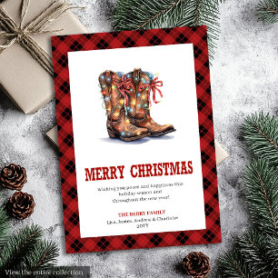Tartan de cuadros rojos de tarjeta de Navidad occi
