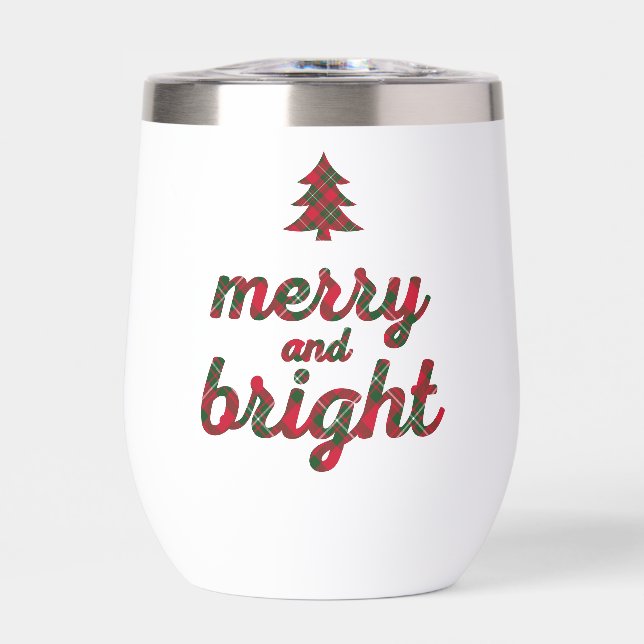 Tartán de tipografía de Navidades merry y brillant (Frente)