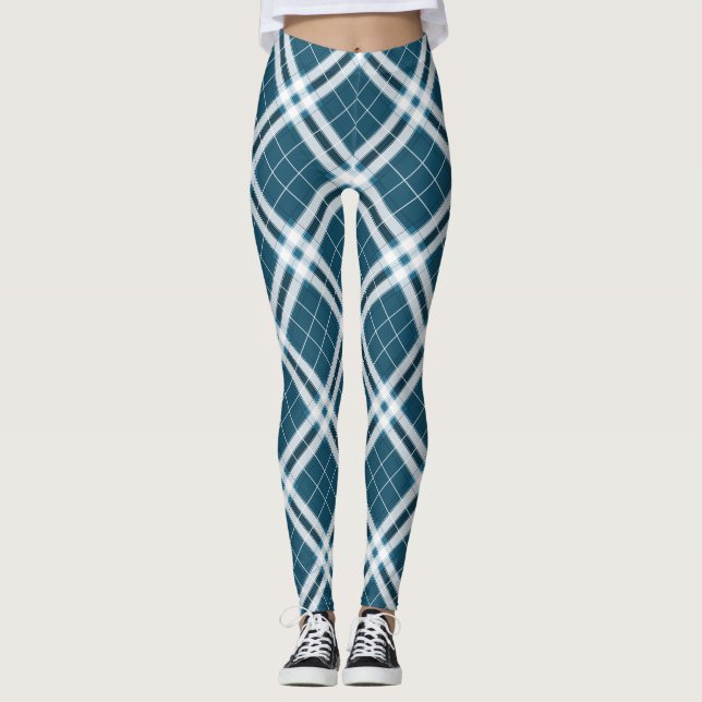Tartan en leggings azules y blancos (Anverso)