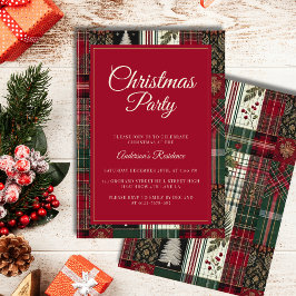 Tartán Invitación a los Navidades rojos modernos