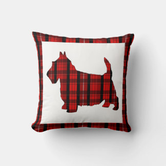 Tartan Plaid Scottie Dog Cojín decorativo