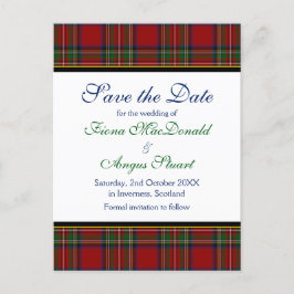 Tartan Real Stewart Tarjeta Postal de Boda Guardar
