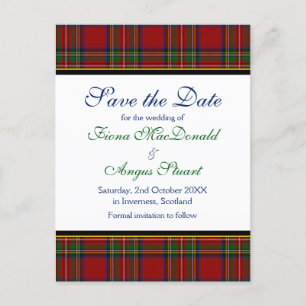 Tartan Real Stewart Tarjeta Postal de Boda Guardar
