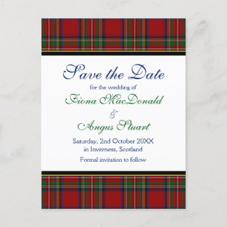 Tartan Real Stewart Tarjeta Postal de Boda Guardar