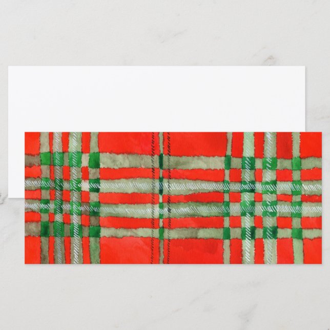 TARTÁN ROJO SCOTT 4x9 Tarjeta Plana / Horizontal (Anverso / Reverso)