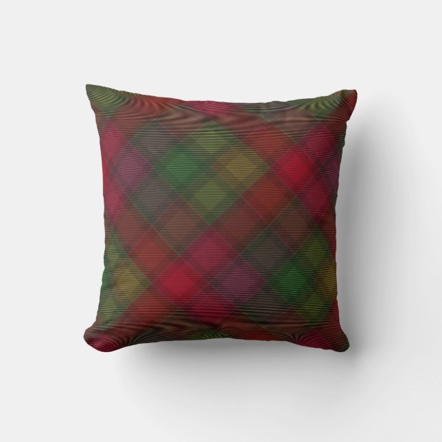 Tartán verde y rojo. almohada de lanzamiento (Anverso)