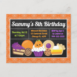 Tartas y dulces de Halloween Invitación de cumplea