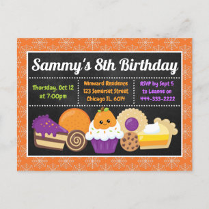 Tartas y dulces de Halloween Invitación de cumplea