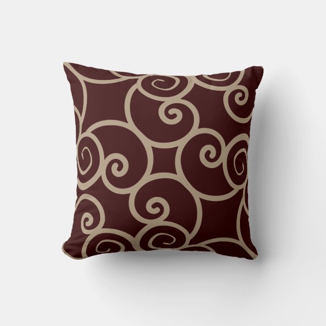 Tasa de fondo marrón y almohada de patrón abstract (Anverso)