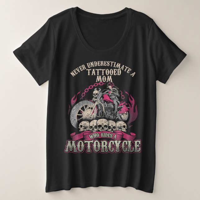 Tattoo Mom Biker nunca subestima la motocicleta (Anverso del diseño)
