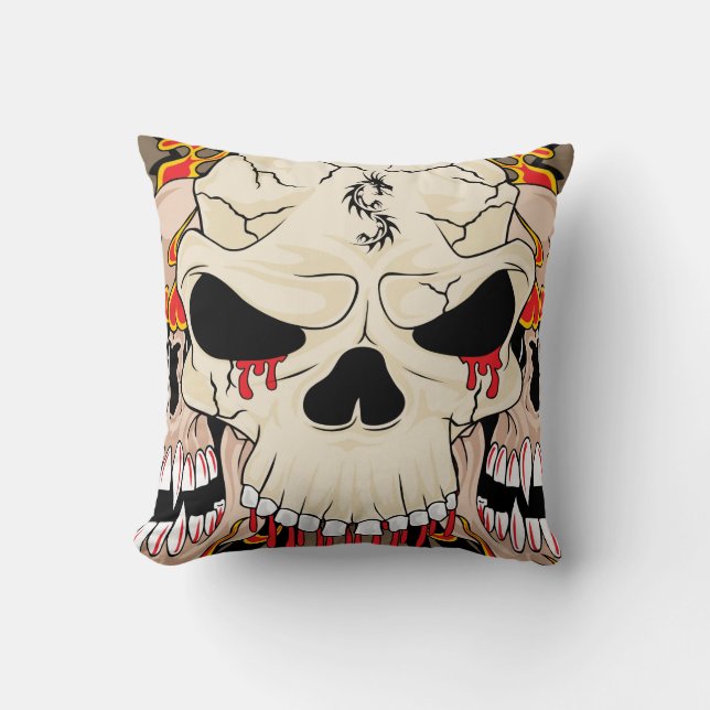 Tattoo Skull Ocho Ball Flame Couch Cojín decorativ (Anverso)