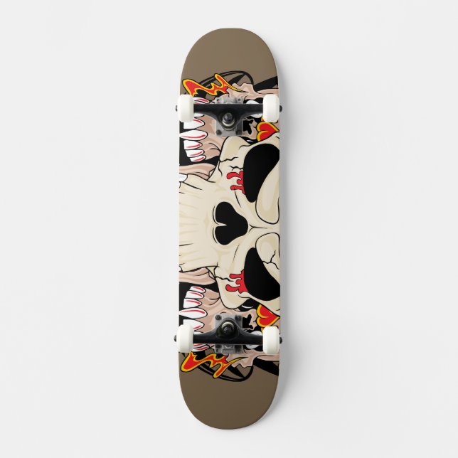 Tattoo Skull Ocho Ball Old School Skateboard (Anverso)