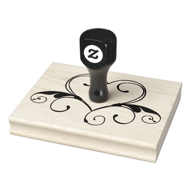 Tatuaje cardíaco, mango de madera, sello de caucho (Sello)