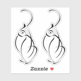 Tatuaje de gato minimalista. 2 pegatinas de borde