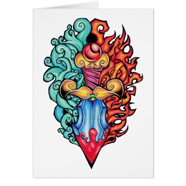 Tatuaje de la daga del fuego y el agua (Frente)