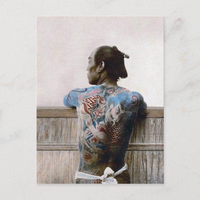 Tatuaje de Samurai - postal / invitación / RSVP (Anverso)