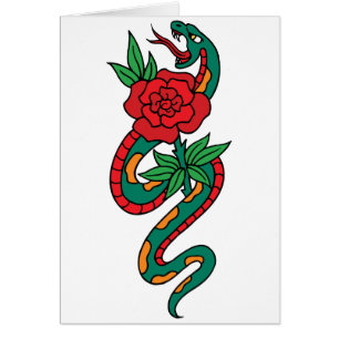 Tatuaje de serpiente envuelta alrededor de una ros