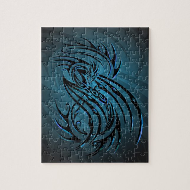 tatuaje fresco del rompecabezas tribal del dragón (Vertical)