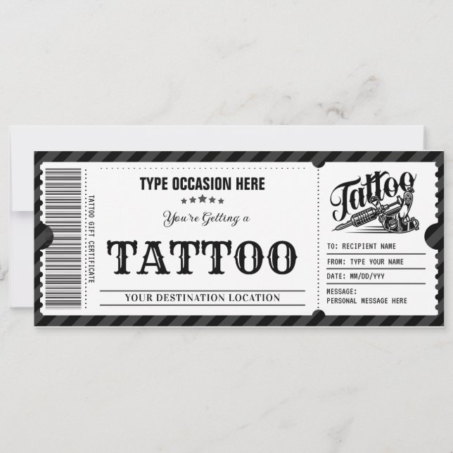 Tatuaje personal Obtén el cupón de la tarjeta rega (Anverso)