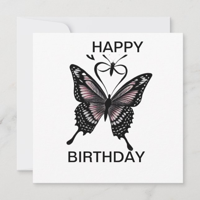 Tatuaje tradicional de mariposa, feliz cumpleaños (Anverso)