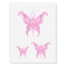 Tatuajes temporales de mariposas rosas