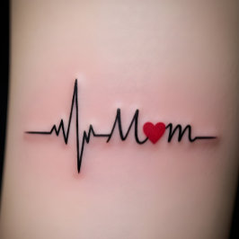 Tatuajes Temporales Mom Heartbeat EKG Minimalist Mother’s Day Gift 