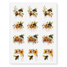 Realistic Fake Floral Honey Bee Decoupage Tattoos