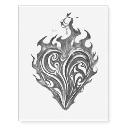 Tatuajes Temporales Tatuaje de corazón en llamas