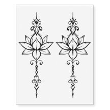 Tatuaje temporal de esternón de loto ornamental