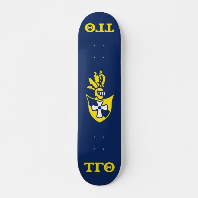 Tau Gamma Theta Skateboard - Navy con Escudo (Anverso )