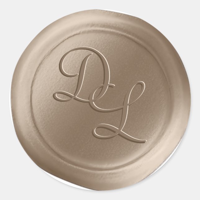 Taupe Beige 2 Pegatinas de sellos de cera monogram (Anverso)