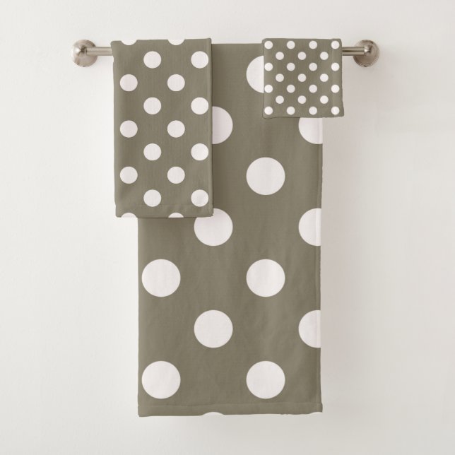 Taupe Brown & White Polka Dots (In situ)