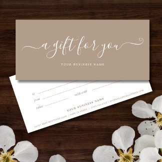 Taupe Certificado de Regalo Empresarial Elegante S