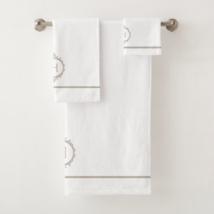 Taupe de la luz del mar y Monogramo blanco