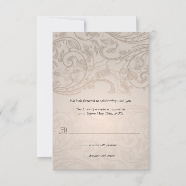 Taupe Flourish Boda Respuesta (Anverso)