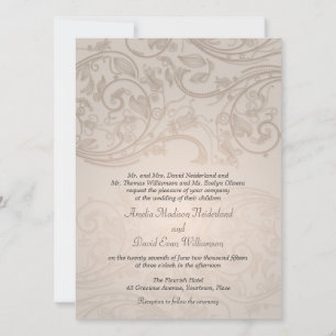 Taupe Fourish Wedding Invitación