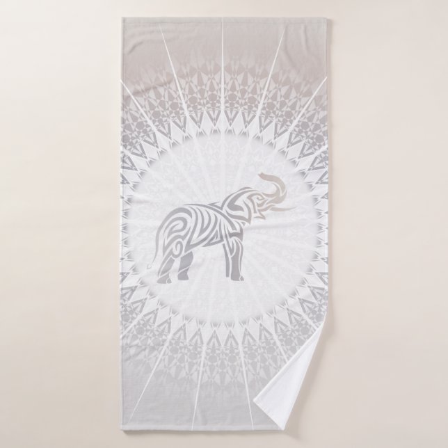Taupe Grey Elephant Mandala (Toalla de baño)