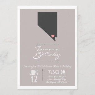 Taupe Grey Las Vegas, Nevada Wedding Invitación