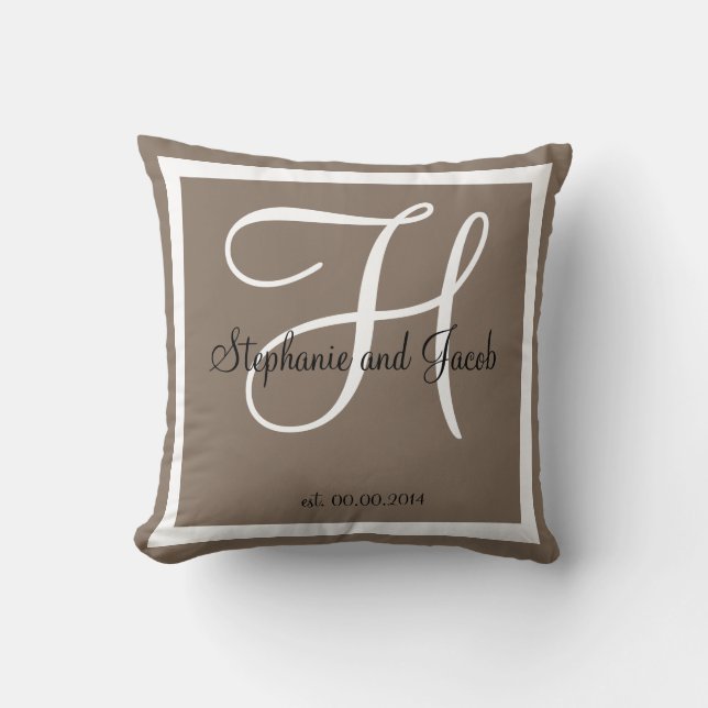 Taupe gris de arena personalizado almohada de mant (Anverso)